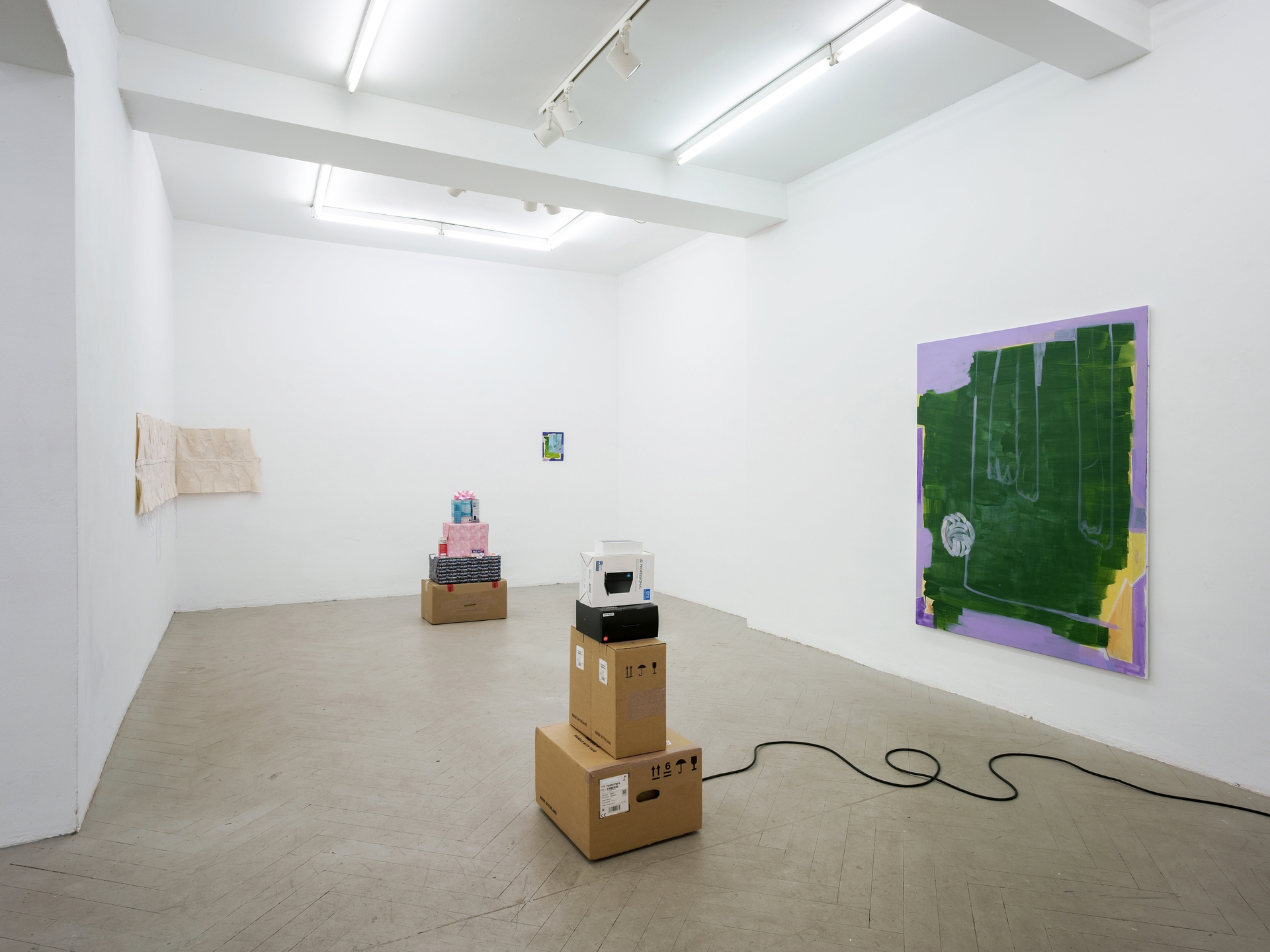 Flying Carpet Shop exhibition view at Künstler*innenhaus FRISE, Hamburg showing Amphoras series installations by Marvin Flores Unger