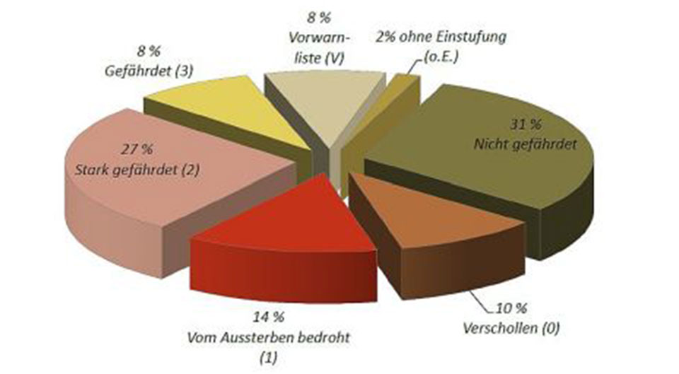 Excerpt from the Red List of Baden-Württemberg showing the endangered status of Steinkrebs crayfish highlighted in the Para Sites project