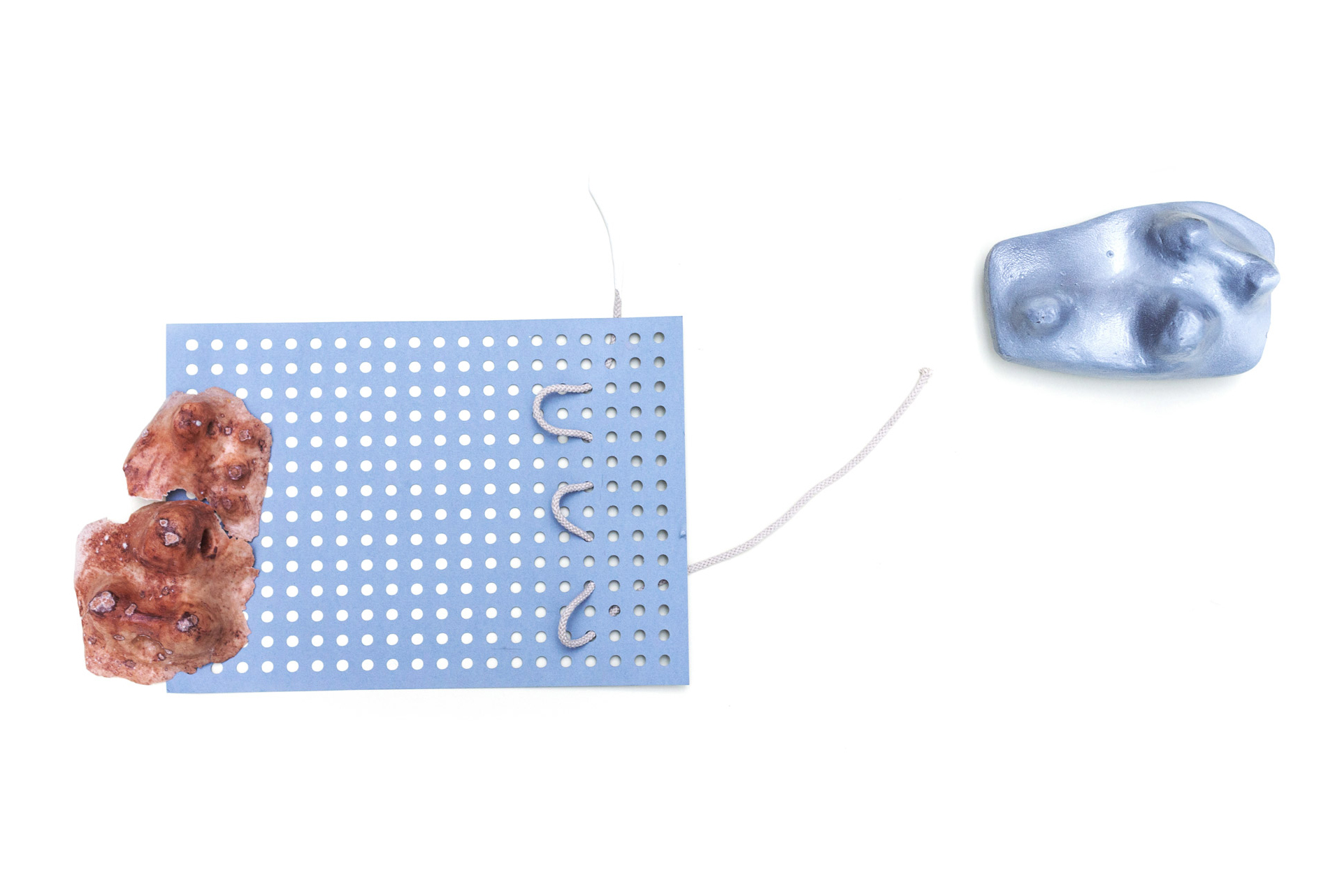 Detail of soft material prototype combining rope and silicone for interactive movement in The Soft Machines